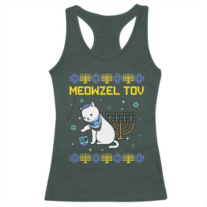 Happy Hanukkah Racerback Tank Top Menorah Meowzel Tov Ugly Hanukkah TS10 Dark Forest Green Print Your Wear
