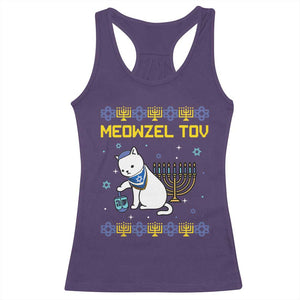 Happy Hanukkah Racerback Tank Top Menorah Meowzel Tov Ugly Hanukkah TS10 Purple Print Your Wear