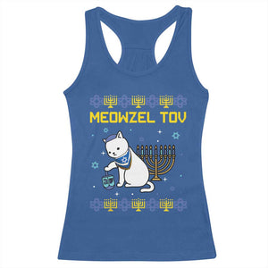 Happy Hanukkah Racerback Tank Top Menorah Meowzel Tov Ugly Hanukkah TS10 Royal Blue Print Your Wear