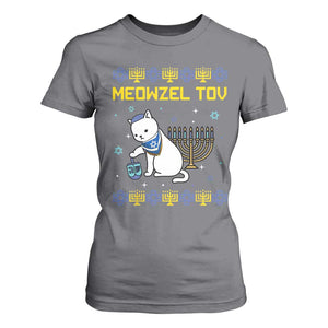 Happy Hanukkah T Shirt For Women Menorah Meowzel Tov Ugly Hanukkah TS10 Charcoal Print Your Wear