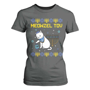 Happy Hanukkah T Shirt For Women Menorah Meowzel Tov Ugly Hanukkah TS10 Dark Heather Print Your Wear