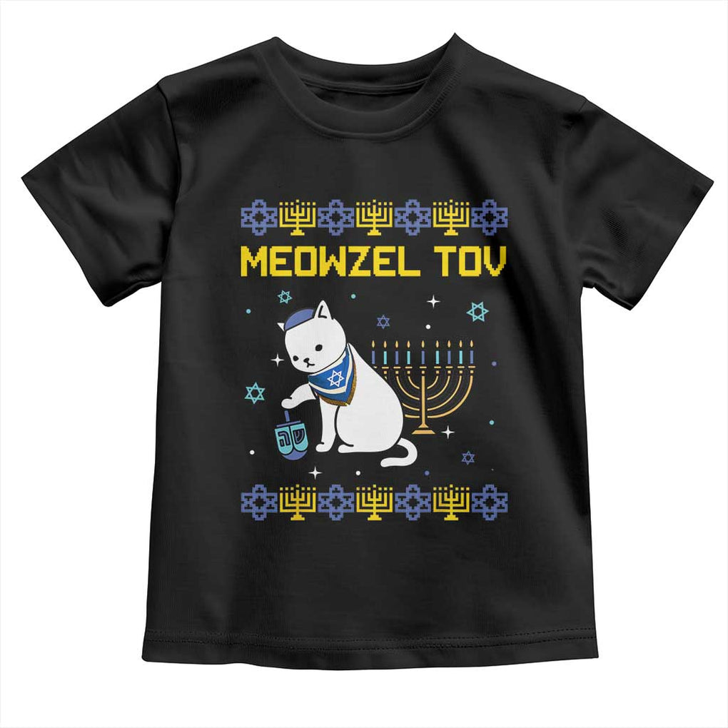 Happy Hanukkah Toddler T Shirt Menorah Meowzel Tov Ugly Hanukkah TS10 Black Print Your Wear
