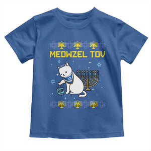 Happy Hanukkah Toddler T Shirt Menorah Meowzel Tov Ugly Hanukkah TS10 Royal Blue Print Your Wear