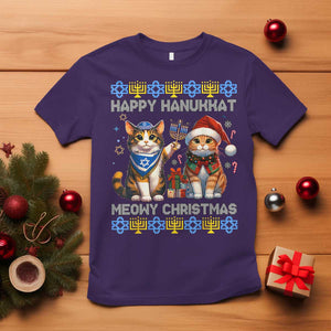 Cat Merry Christmas Happy Hanukkah T Shirt Jewish Christian Ugly Hanukkah TS10 Purple Print Your Wear