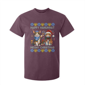 Cat Merry Christmas Happy Hanukkah T Shirt For Kid Jewish Christian Ugly Hanukkah TS10 Maroon Print Your Wear