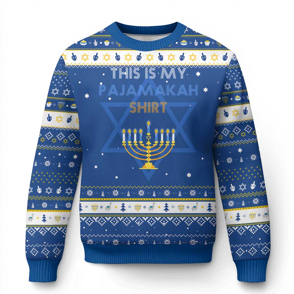 Funny Hanukkah Pajama Hanukkah Ugly Sweater This is My Pajamakah Gift TS10 Blue White Print Your Wear