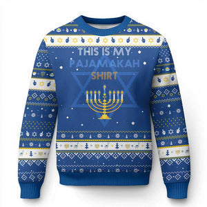 Funny Hanukkah Pajama Hanukkah Ugly Sweater This is My Pajamakah Gift TS10 Blue White Print Your Wear