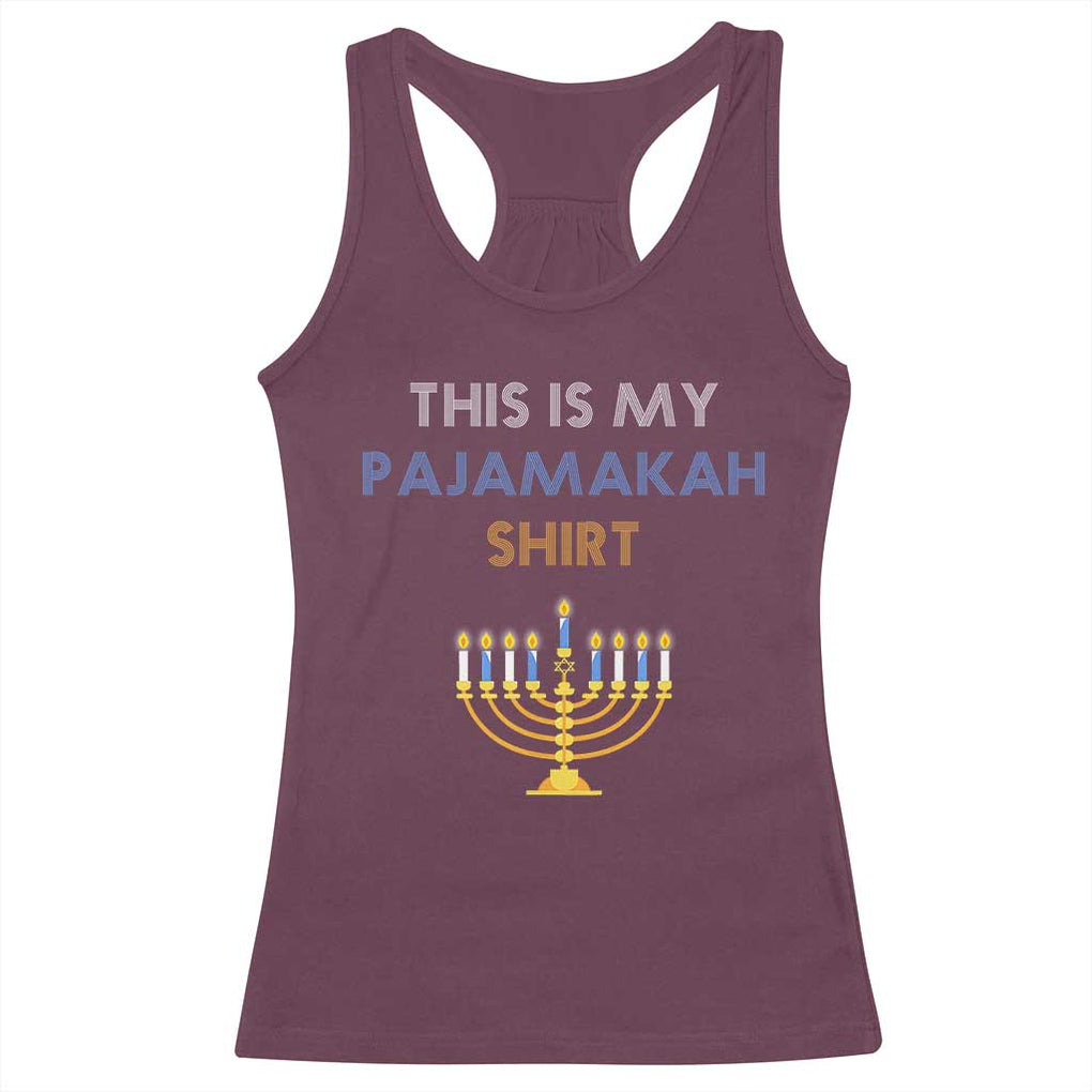 Funny Hanukkah Pajama Racerback Tank Top This is My Pajamakah Gift TS10 Maroon Print Your Wear