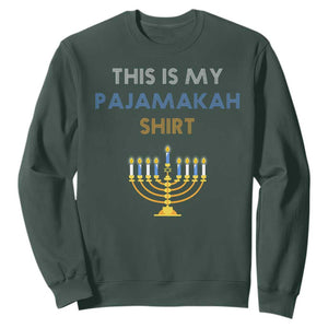 Funny Hanukkah Pajama Sweatshirt This is My Pajamakah Gift TS10 Dark Forest Green Print Your Wear
