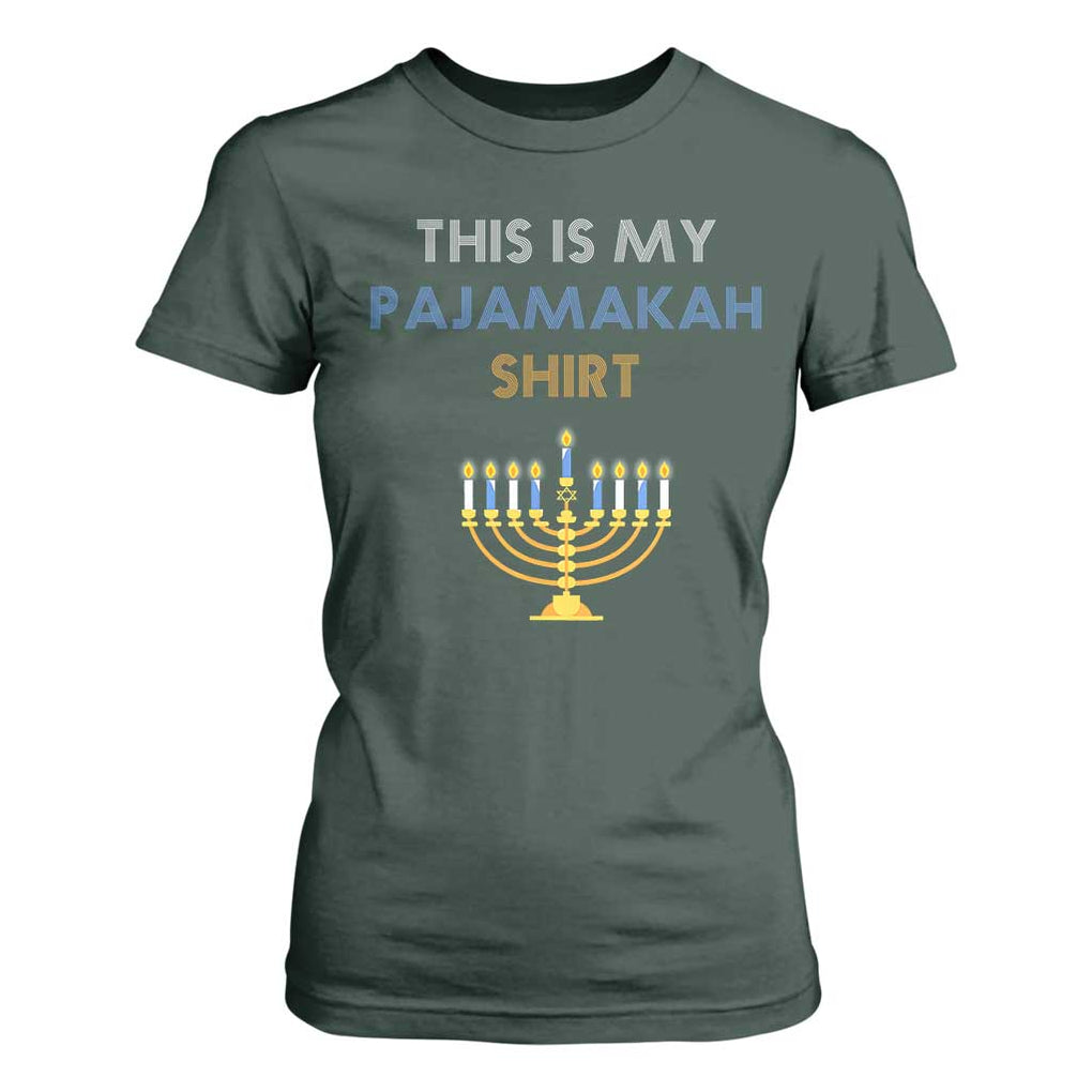 Funny Hanukkah Pajama T Shirt For Women This is My Pajamakah Gift TS10 Dark Forest Green Print Your Wear