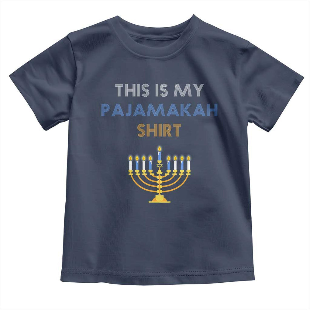 Funny Hanukkah Pajama Toddler T Shirt This is My Pajamakah Gift TS10 Navy Print Your Wear