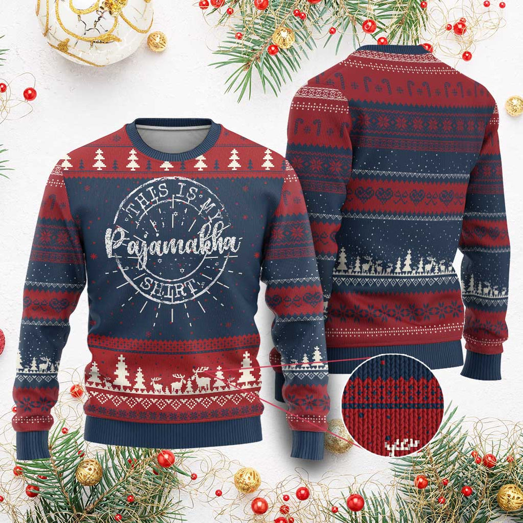 Funny Hanukkah Ugly Christmas Sweater This is My Pajamakah Pajama Gift TS10 Burgundy Print Your Wear