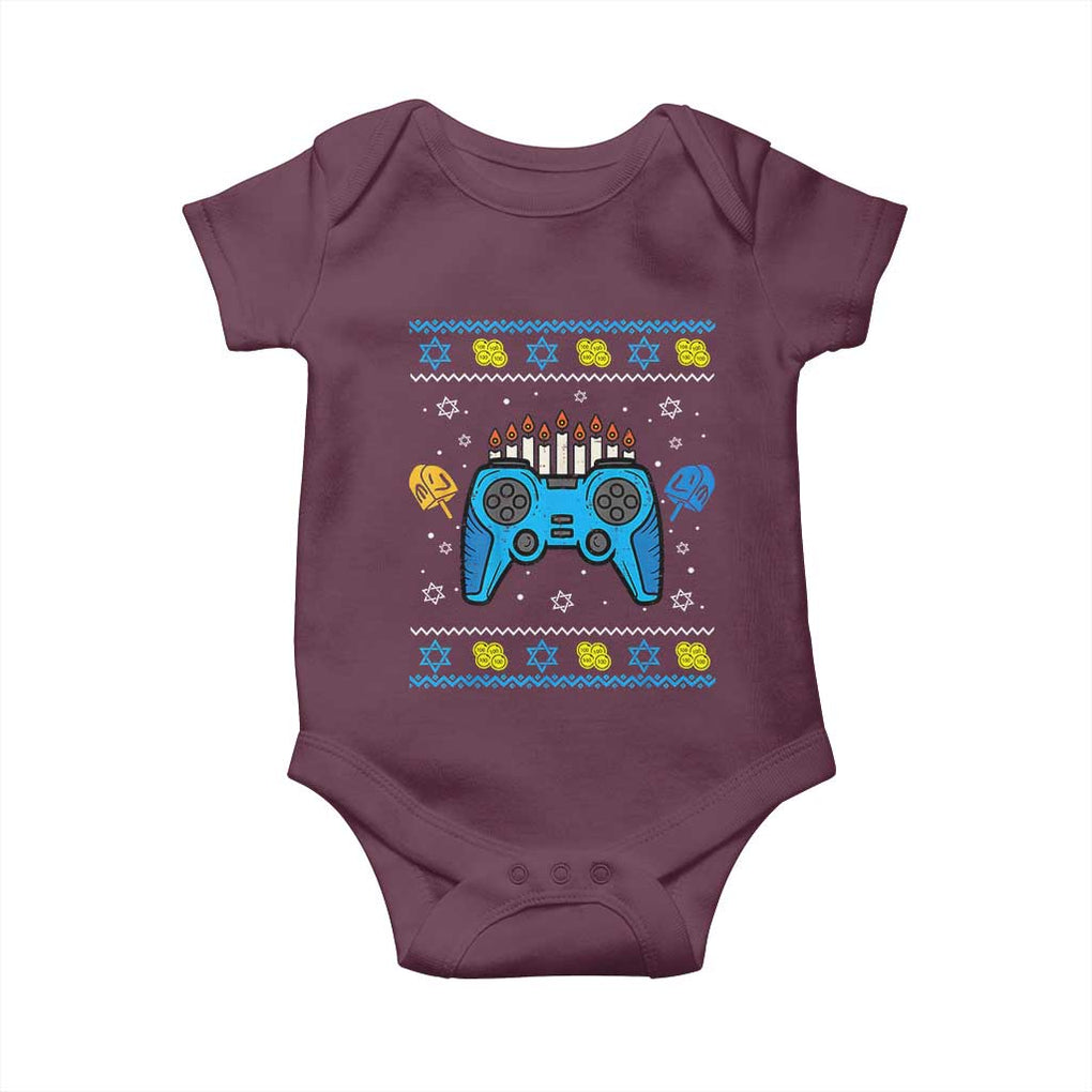 Happy Hanukkah Baby Onesie Jewish Video Game Gamer Ugly Hanukkah Chanukah TS10 Maroon Print Your Wear