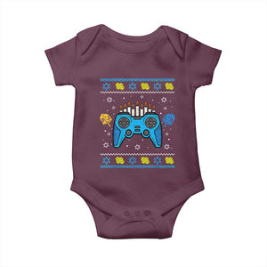 Happy Hanukkah Baby Onesie Jewish Video Game Gamer Ugly Hanukkah Chanukah TS10 Maroon Print Your Wear