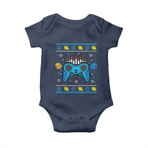 Happy Hanukkah Baby Onesie Jewish Video Game Gamer Ugly Hanukkah Chanukah TS10 Navy Print Your Wear