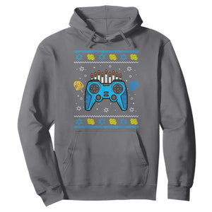 Happy Hanukkah Hoodie Jewish Video Game Gamer Ugly Hanukkah Chanukah TS10 Charcoal Print Your Wear