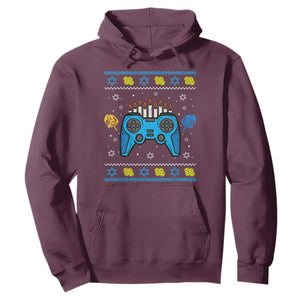 Happy Hanukkah Hoodie Jewish Video Game Gamer Ugly Hanukkah Chanukah TS10 Maroon Print Your Wear