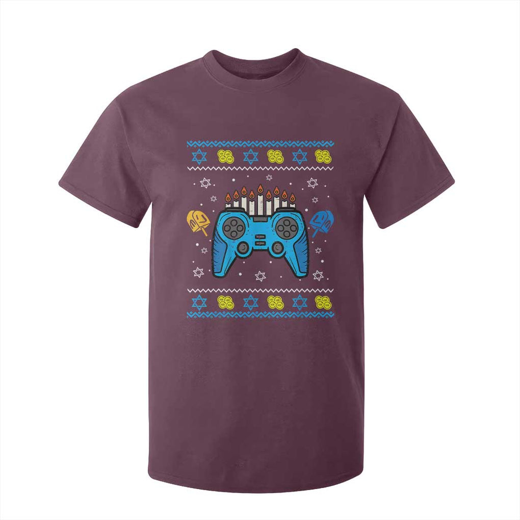 Happy Hanukkah T Shirt For Kid Jewish Video Game Gamer Ugly Hanukkah Chanukah TS10 Maroon Print Your Wear