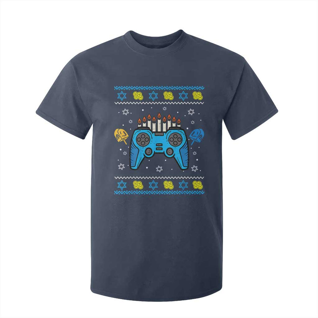 Happy Hanukkah T Shirt For Kid Jewish Video Game Gamer Ugly Hanukkah Chanukah TS10 Navy Print Your Wear