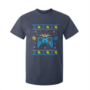 Happy Hanukkah T Shirt For Kid Jewish Video Game Gamer Ugly Hanukkah Chanukah TS10 Navy Print Your Wear