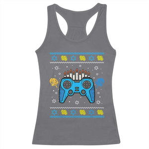 Happy Hanukkah Racerback Tank Top Jewish Video Game Gamer Ugly Hanukkah Chanukah TS10 Charcoal Print Your Wear