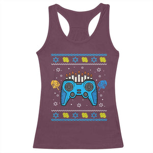 Happy Hanukkah Racerback Tank Top Jewish Video Game Gamer Ugly Hanukkah Chanukah TS10 Maroon Print Your Wear