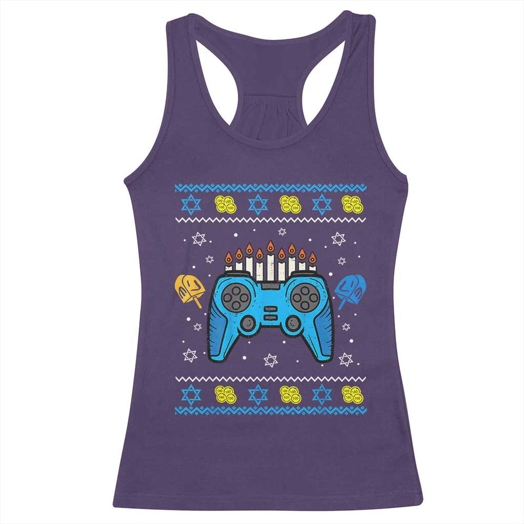 Happy Hanukkah Racerback Tank Top Jewish Video Game Gamer Ugly Hanukkah Chanukah TS10 Purple Print Your Wear