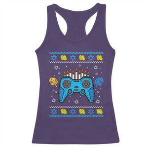 Happy Hanukkah Racerback Tank Top Jewish Video Game Gamer Ugly Hanukkah Chanukah TS10 Purple Print Your Wear