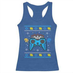 Happy Hanukkah Racerback Tank Top Jewish Video Game Gamer Ugly Hanukkah Chanukah TS10 Royal Blue Print Your Wear