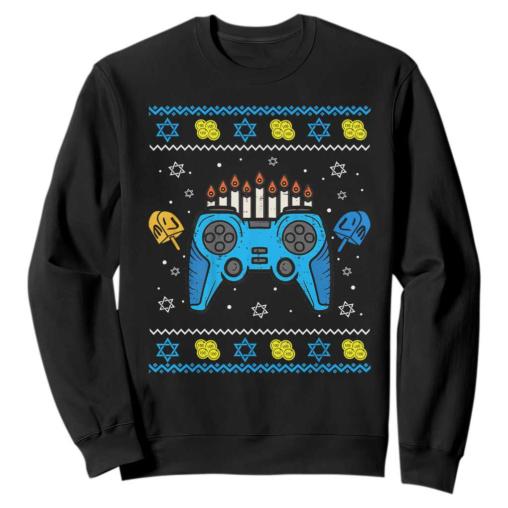 Happy Hanukkah Sweatshirt Jewish Video Game Gamer Ugly Hanukkah Chanukah TS10 Black Print Your Wear