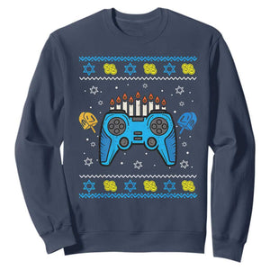Happy Hanukkah Sweatshirt Jewish Video Game Gamer Ugly Hanukkah Chanukah TS10 Navy Print Your Wear