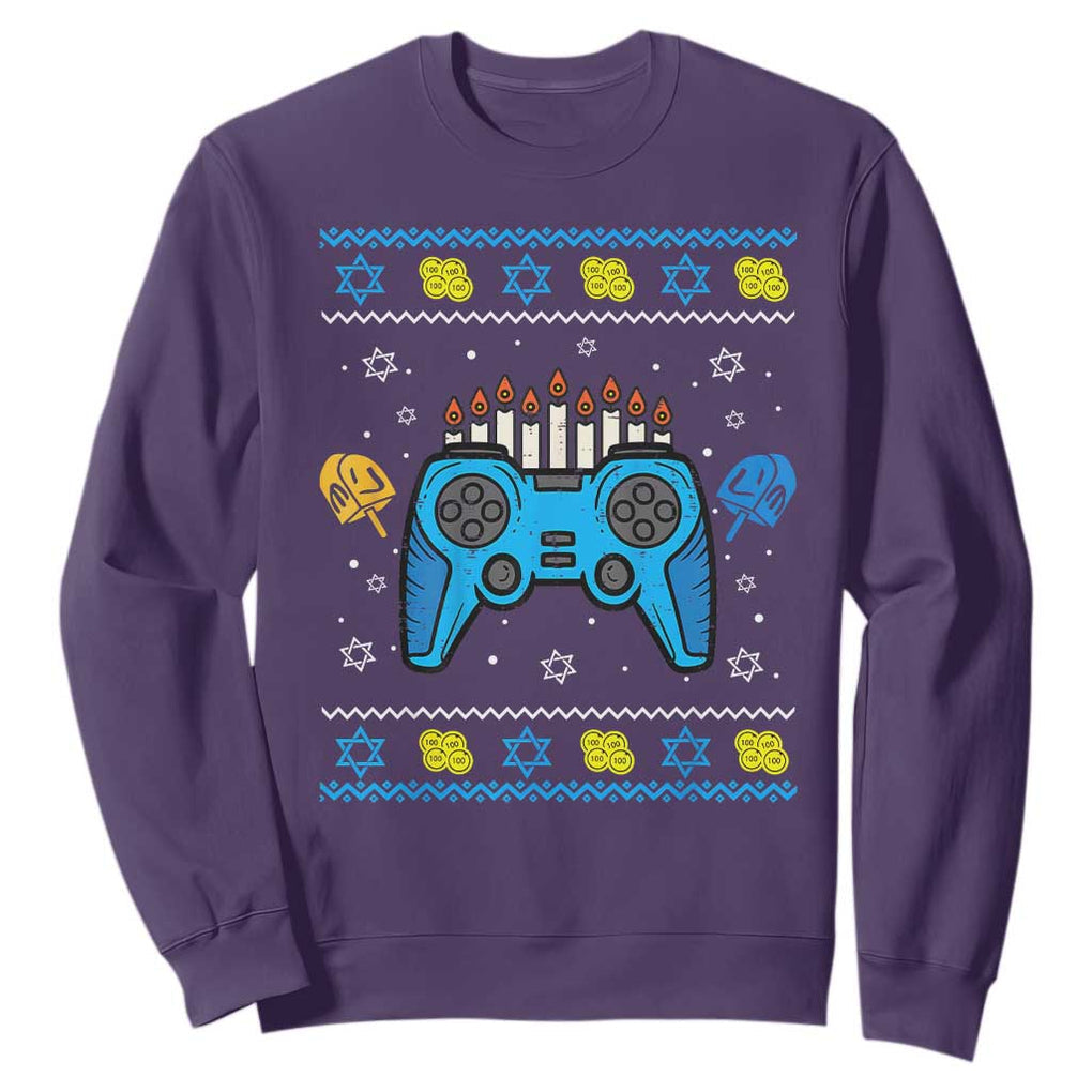 Happy Hanukkah Sweatshirt Jewish Video Game Gamer Ugly Hanukkah Chanukah TS10 Purple Print Your Wear