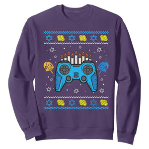 Happy Hanukkah Sweatshirt Jewish Video Game Gamer Ugly Hanukkah Chanukah TS10 Purple Print Your Wear