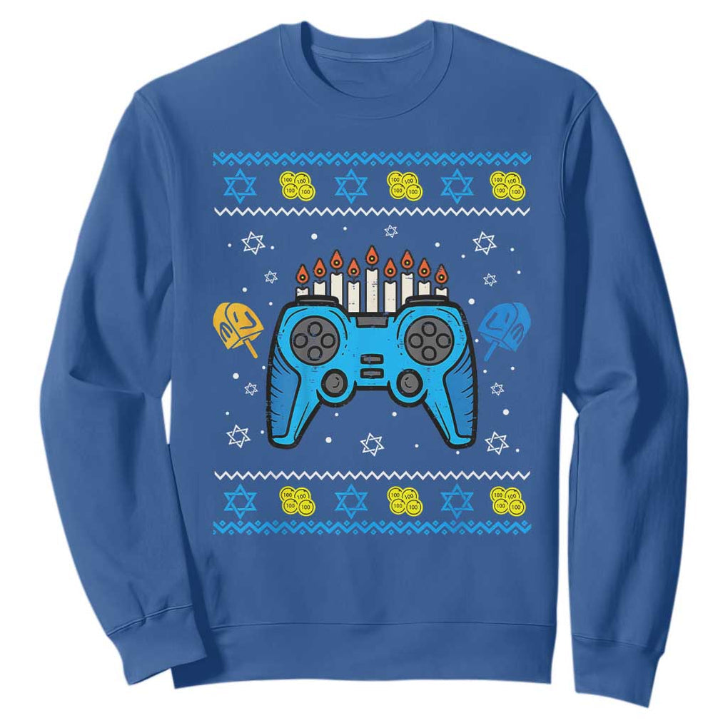 Happy Hanukkah Sweatshirt Jewish Video Game Gamer Ugly Hanukkah Chanukah TS10 Royal Blue Print Your Wear