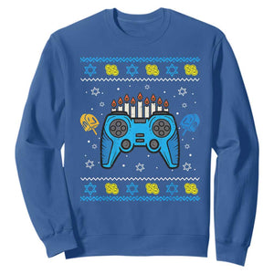 Happy Hanukkah Sweatshirt Jewish Video Game Gamer Ugly Hanukkah Chanukah TS10 Royal Blue Print Your Wear
