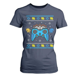 Happy Hanukkah T Shirt For Women Jewish Video Game Gamer Ugly Hanukkah Chanukah TS10 Navy Print Your Wear