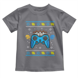 Happy Hanukkah Toddler T Shirt Jewish Video Game Gamer Ugly Hanukkah Chanukah TS10 Charcoal Print Your Wear