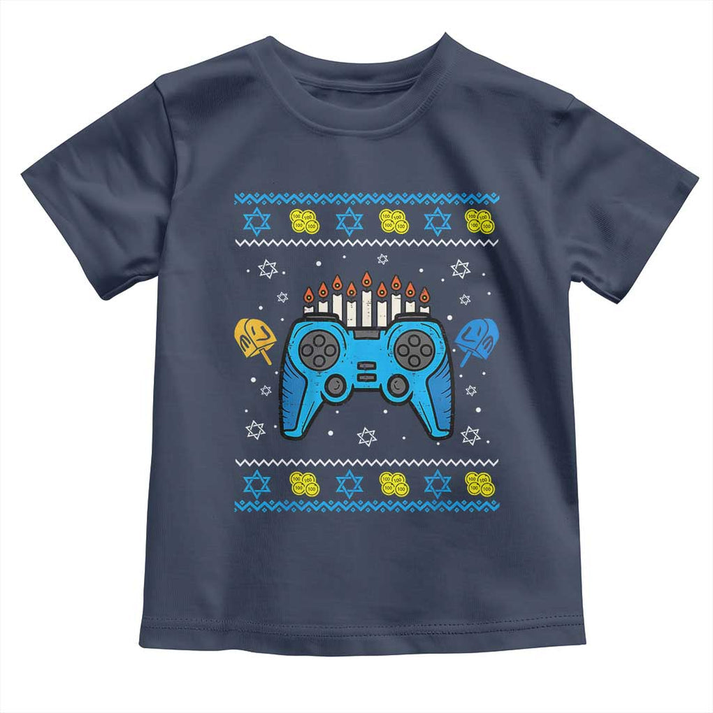 Happy Hanukkah Toddler T Shirt Jewish Video Game Gamer Ugly Hanukkah Chanukah TS10 Navy Print Your Wear