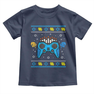 Happy Hanukkah Toddler T Shirt Jewish Video Game Gamer Ugly Hanukkah Chanukah TS10 Navy Print Your Wear