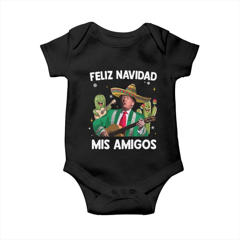 Mexico Christmas Trump Baby Onesie Feliz Navidad Mis Amigos Xmas Funny Trump Santa Ugly Christmas TS10 Black Print Your Wear