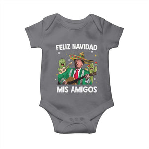 Mexico Christmas Trump Baby Onesie Feliz Navidad Mis Amigos Xmas Funny Trump Santa Ugly Christmas TS10 Charcoal Print Your Wear
