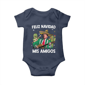 Mexico Christmas Trump Baby Onesie Feliz Navidad Mis Amigos Xmas Funny Trump Santa Ugly Christmas TS10 Navy Print Your Wear