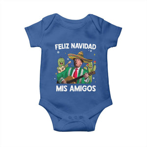 Mexico Christmas Trump Baby Onesie Feliz Navidad Mis Amigos Xmas Funny Trump Santa Ugly Christmas TS10 Royal Blue Print Your Wear