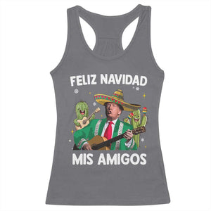 Mexico Christmas Trump Racerback Tank Top Feliz Navidad Mis Amigos Xmas Funny Trump Santa Ugly Christmas TS10 Charcoal Print Your Wear