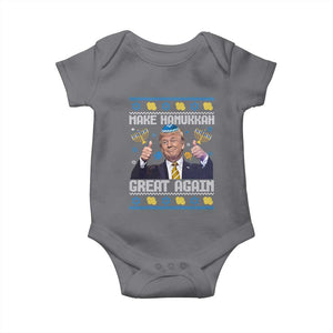 Happy Hanukkah Baby Onesie Make Hanukkah Great Again Funny Trump Ugly TS10 Charcoal Print Your Wear