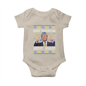 Happy Hanukkah Baby Onesie Make Hanukkah Great Again Funny Trump Ugly TS10 Sand Print Your Wear