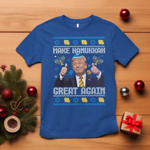 Happy Hanukkah T Shirt Make Hanukkah Great Again Funny Trump Ugly TS10 Royal Blue Print Your Wear