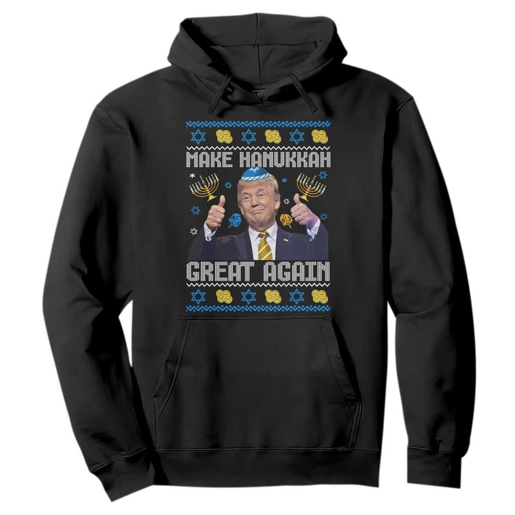 Happy Hanukkah Hoodie Make Hanukkah Great Again Funny Trump Ugly TS10 Black Print Your Wear