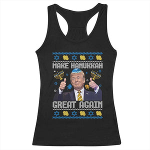 Happy Hanukkah Racerback Tank Top Make Hanukkah Great Again Funny Trump Ugly TS10 Black Print Your Wear