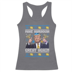 Happy Hanukkah Racerback Tank Top Make Hanukkah Great Again Funny Trump Ugly TS10 Charcoal Print Your Wear